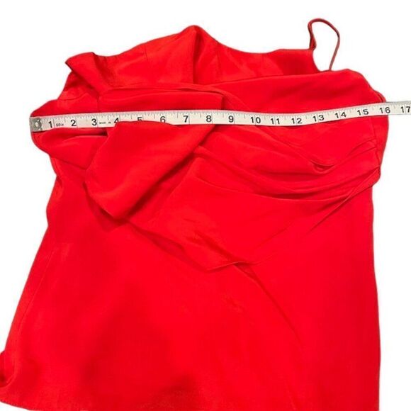 Cushnie 100% Silk Cold Shoulder Cape Sleeve Top Red Strappy Women's Size 4 - Picture 8 of 10